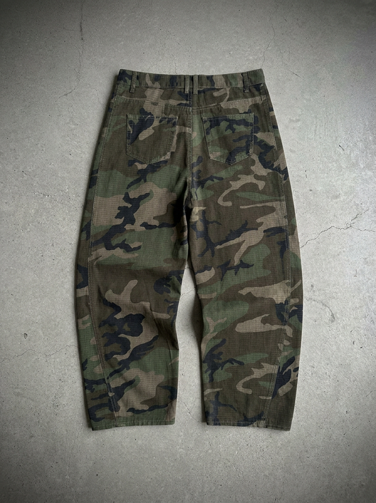 Men’s Green Camo Barrel Leg Pants