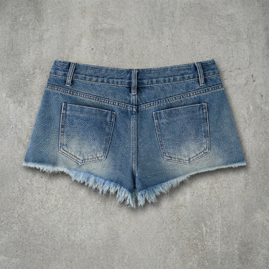 Women's Vintage Wash Raw Hem Denim Shorts