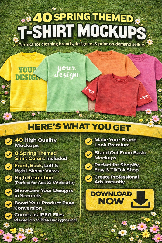 40 Spring Themed T-shirts Mockup Pack