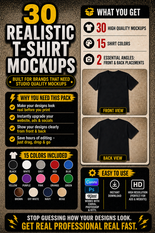 30 Realistic T-shirts Mockup Pack
