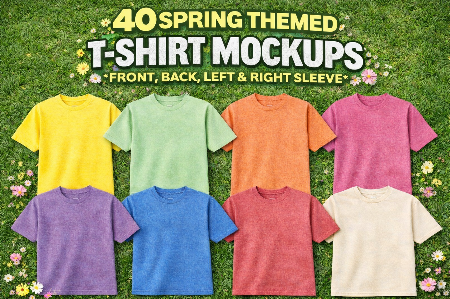 40 Spring Themed T-shirts Mockup Pack