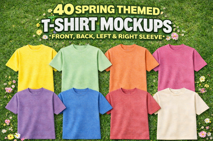 40 Spring Themed T-shirts Mockup Pack