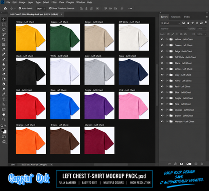 30 Left Chest & Center Chest T-shirts Mockup Pack