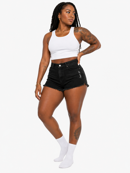 Women’s Vintage Wash High Rise Denim Shorts
