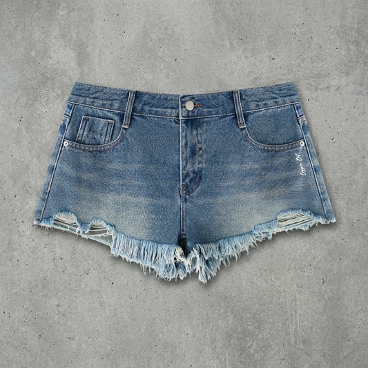 Women's Vintage Wash Raw Hem Denim Shorts
