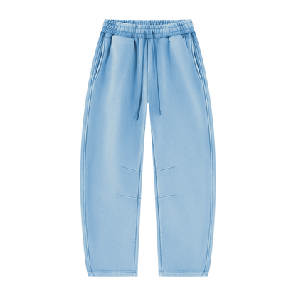Blank Unisex Vintage Wash Barrel Leg Fleece Sweatpants