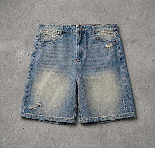 Men’s Vintage Wash Distressed Denim Shorts