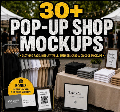 30+ Pop Up Shop Mockup Pack [Bonus Mockups Included]