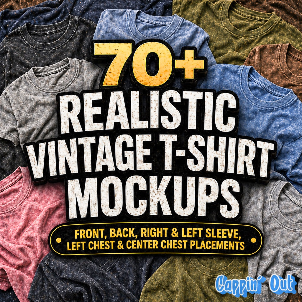 70+ Realistic Vintage T-shirts Mockup Pack