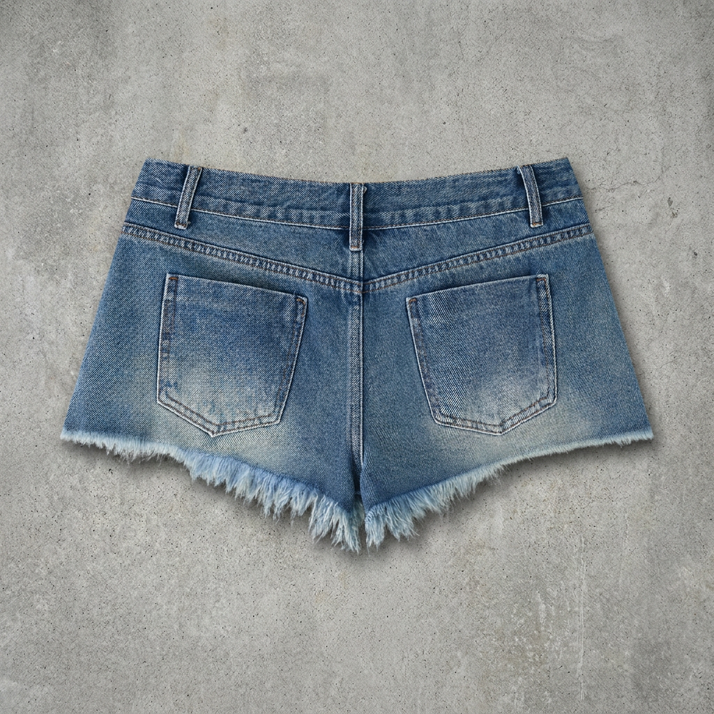 Women's Vintage Wash Raw Hem Distressed Denim Shorts