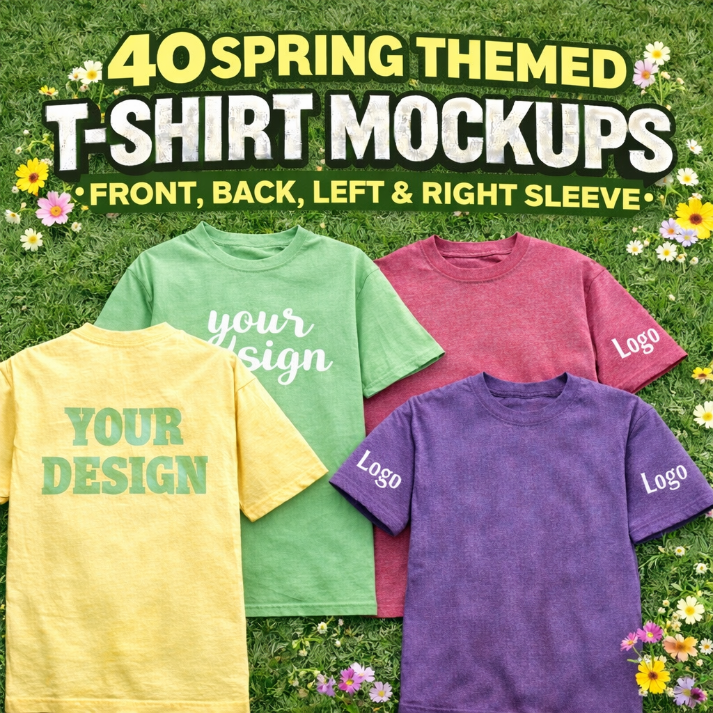 40 Spring Themed T-shirts Mockup Pack