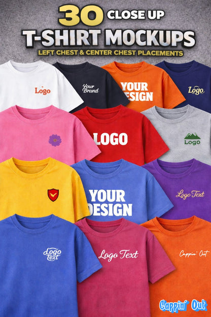30 Left Chest & Center Chest T-shirts Mockup Pack