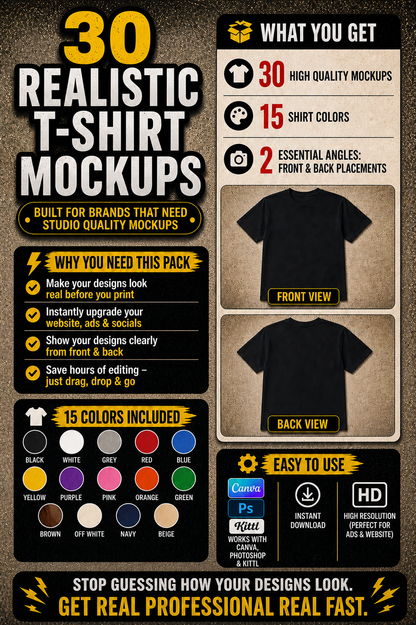 30 Realistic T-shirts Mockup Pack