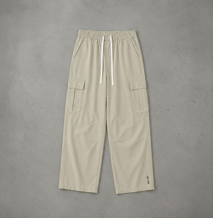 Drawstring Waist Straight-Leg Cargo Pants