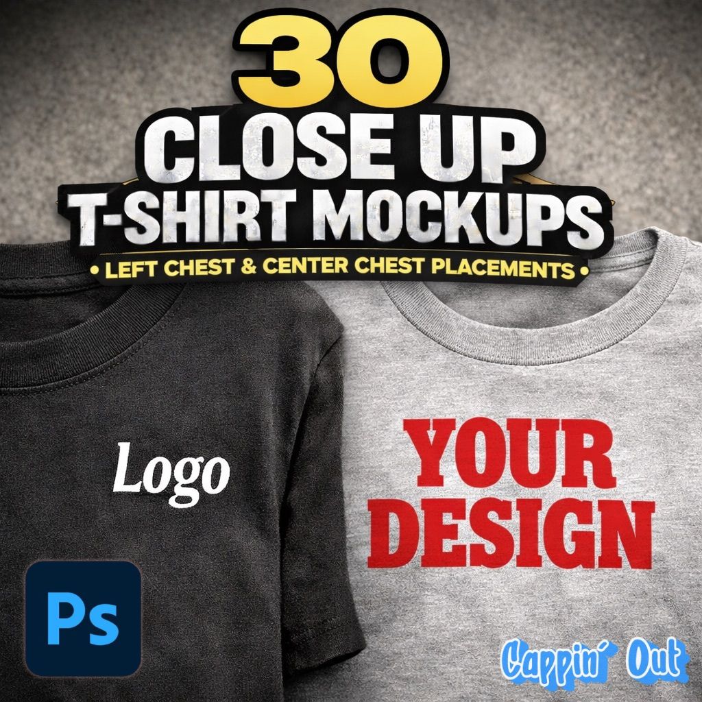 30 Left Chest & Center Chest T-shirts Mockup Pack