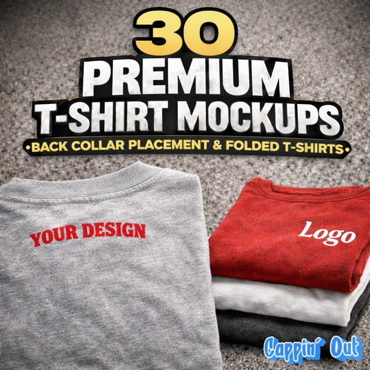 30 Back Collar & Folded T-shirts Mockup Pack