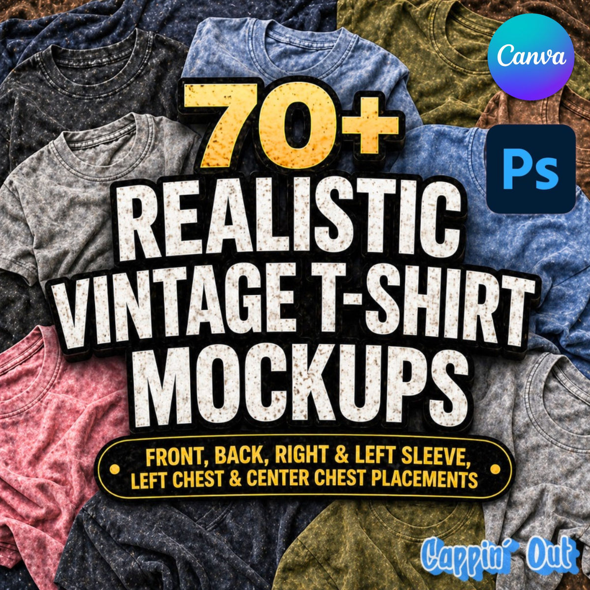 70+ Realistic Vintage T-shirts Mockup Pack