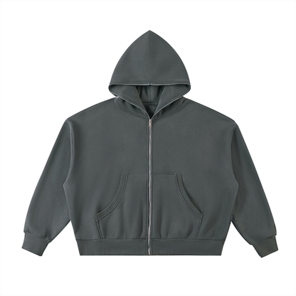 Blank Fleeced Heavyweight Full-Zip Boxy Hoodie