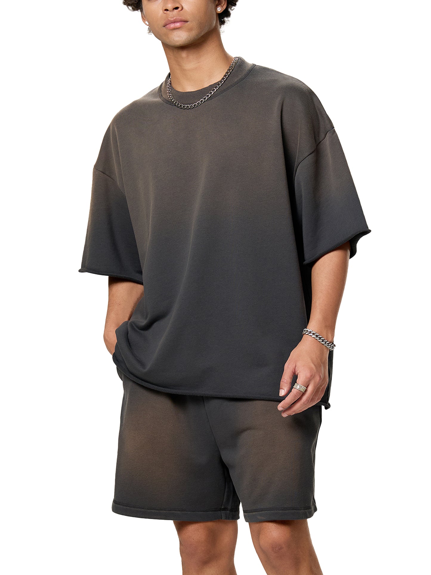 Blank Sun Fade Raw Edge T-Shirt