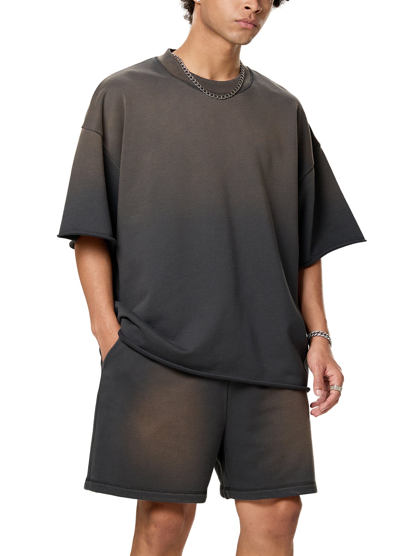Blank Sun Fade Raw Edge T-Shirt