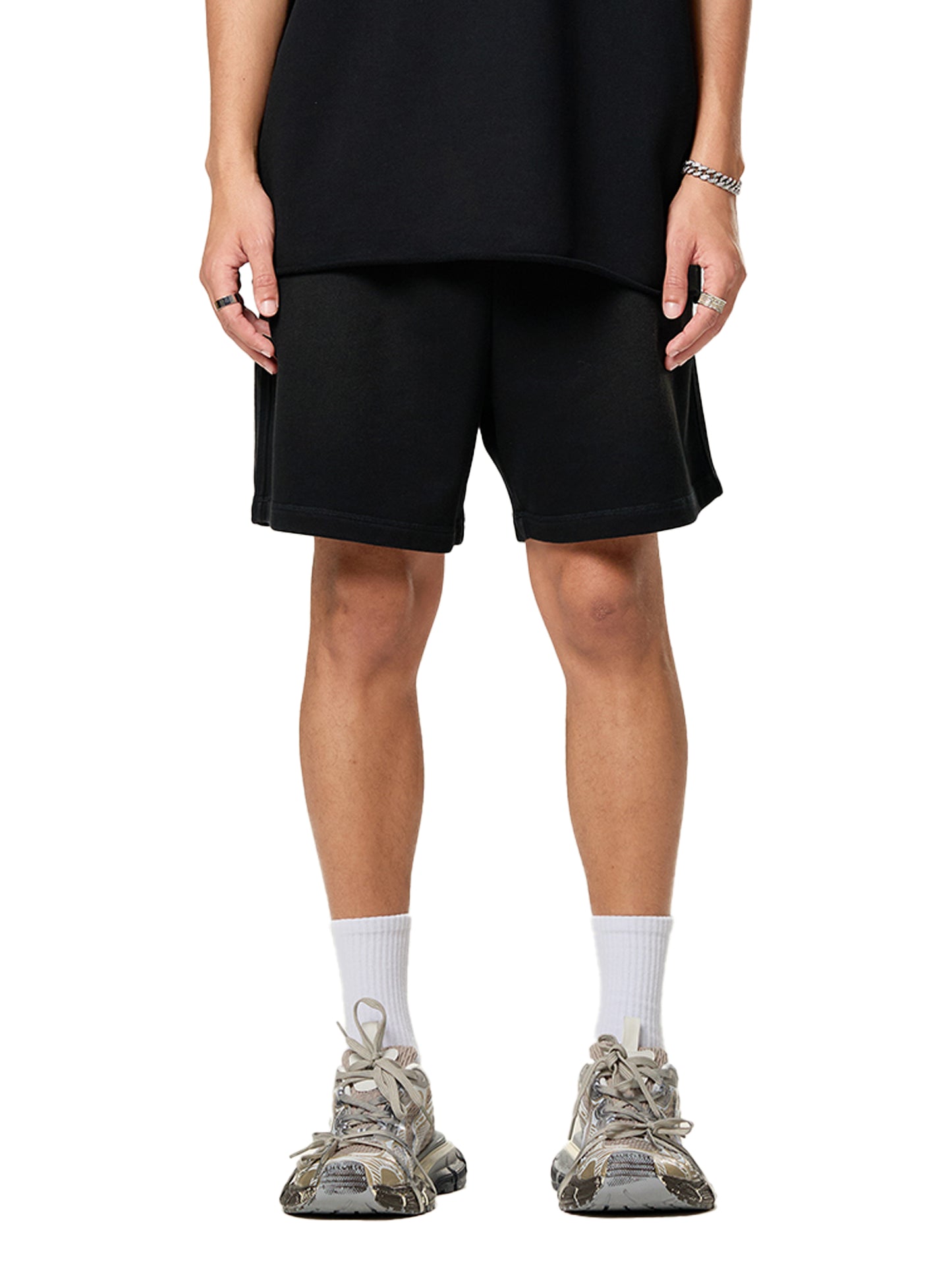 Blank Sun Fade Raw Edge Cotton Shorts