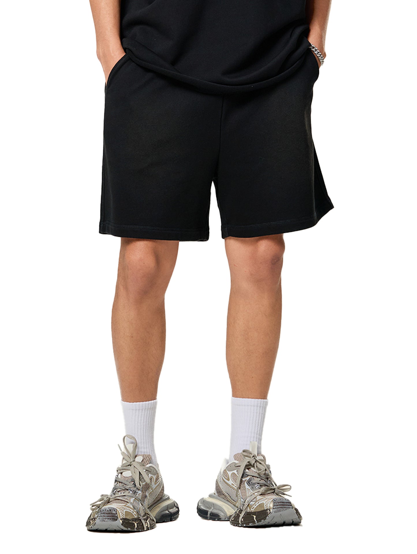 Blank Sun Fade Raw Edge Cotton Shorts