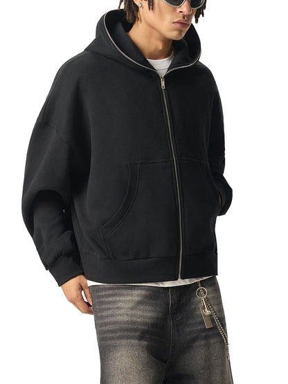Blank Fleeced Heavyweight Full-Zip Boxy Hoodie