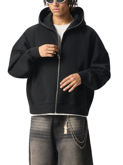 Blank Fleeced Heavyweight Full-Zip Boxy Hoodie