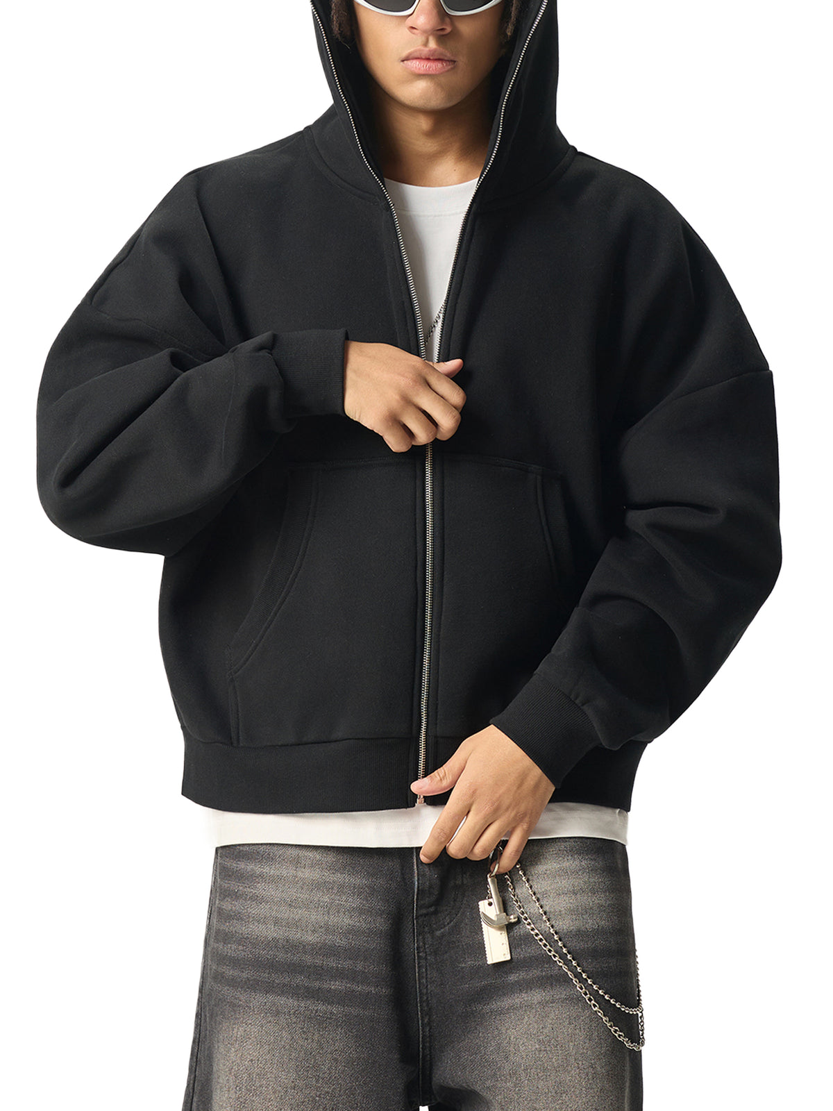 Blank Fleeced Heavyweight Full-Zip Boxy Hoodie