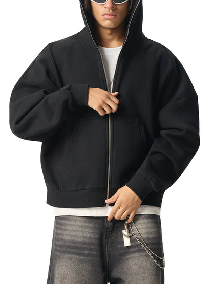 Blank Fleeced Heavyweight Full-Zip Boxy Hoodie