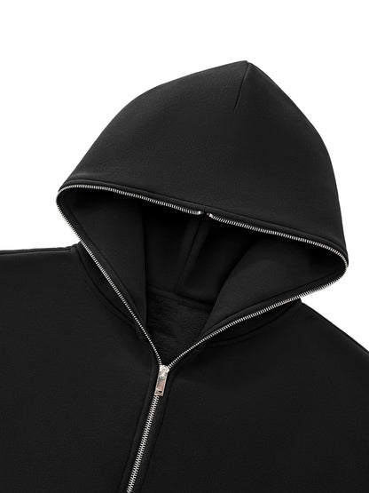 Blank Fleeced Heavyweight Full-Zip Boxy Hoodie
