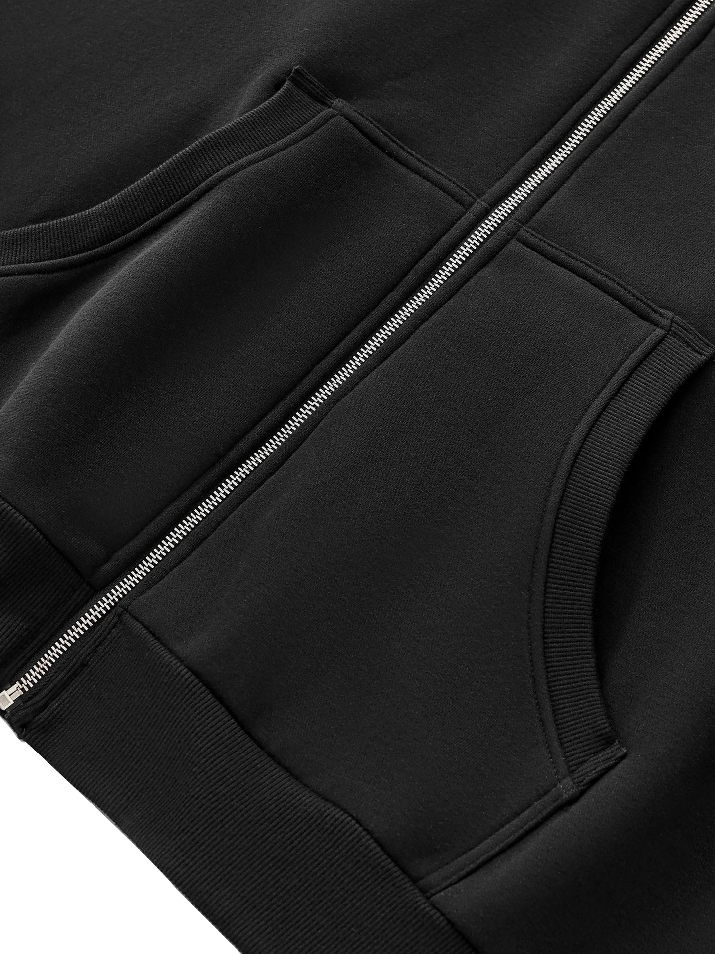 Blank Fleeced Heavyweight Full-Zip Boxy Hoodie