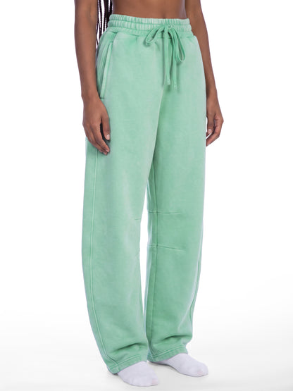 Blank Unisex Vintage Wash Barrel Leg Fleece Sweatpants